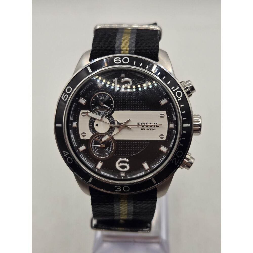 Fossil Men's Chronograph CH-2585 45mm Watch. NATO-nylon Band. New Battery.
